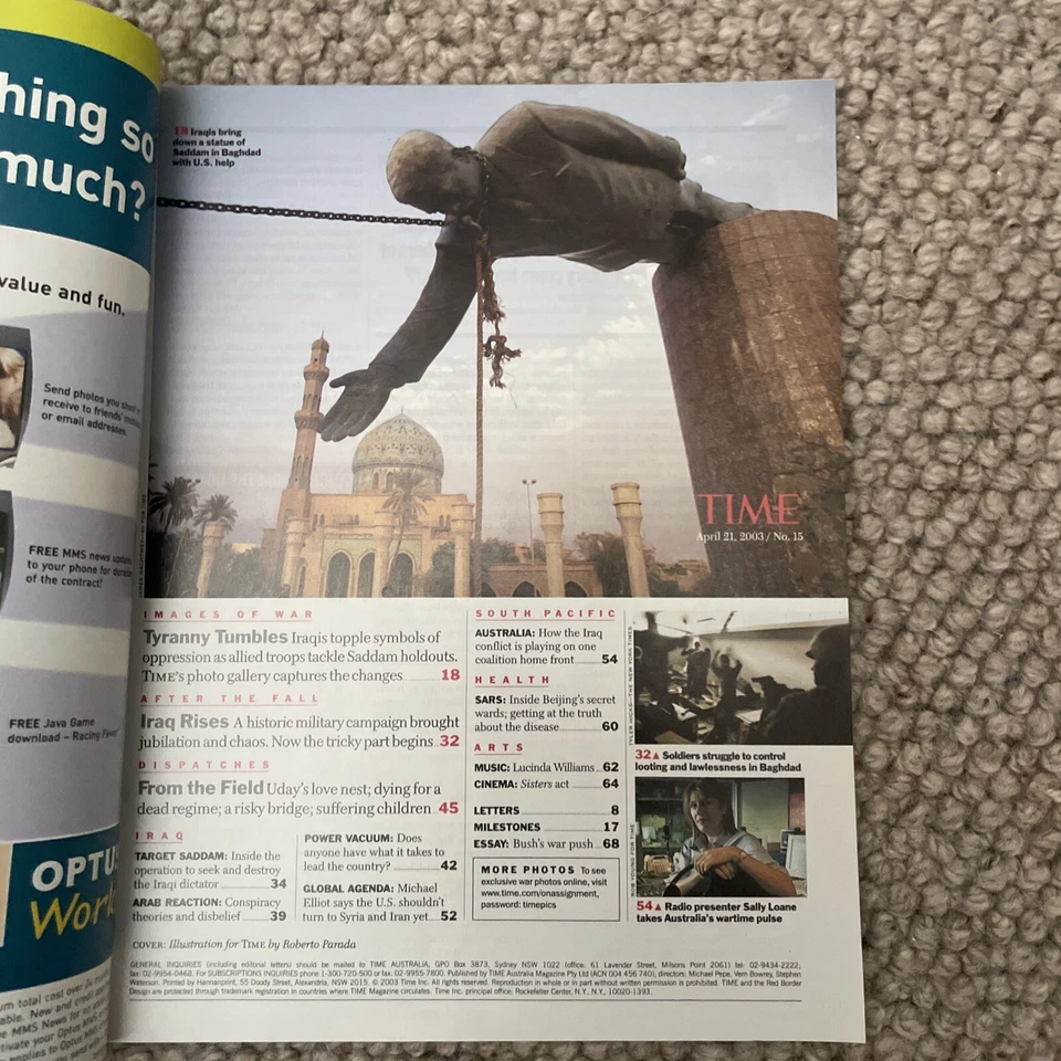 Time Magazine April 2003 Saddam Hussein Red X Iraq Bush Gulf War - NO LABEL VG - Image 2 of 2