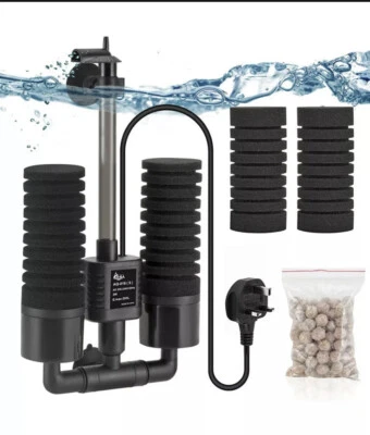 HYGGER AQQA 5W (M) Aquarium Double Sponge Quiet Electric Power Filter with Bio Balls