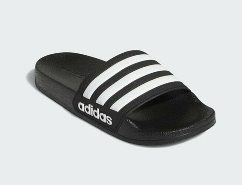 Nuevas Adidas Adilette Ducha diapositivas Niños Talla 6 Color Negro/Blanco  | eBay