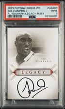 SOL CAMPBELL PSA 9 2023 FUTERA UNIQUE WORLD FOOTBALL AUTOGRAPH LEGACY RUBY #7/10