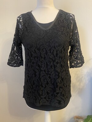 MARELLA Designer TRIODO blouse lace black Top Size Small RRP £165