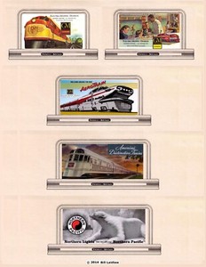 BURLINGTON / GM Aerotrain / NP Bear, Z scale 5 railroad billboards