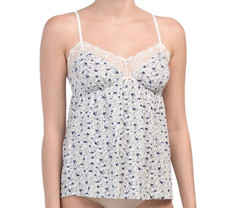 EBERJEY WOMEN'S WHITE GRAY NAVY BLUE W/ LACE LINGERIE CAMISOLE CAMI TOP Sz S