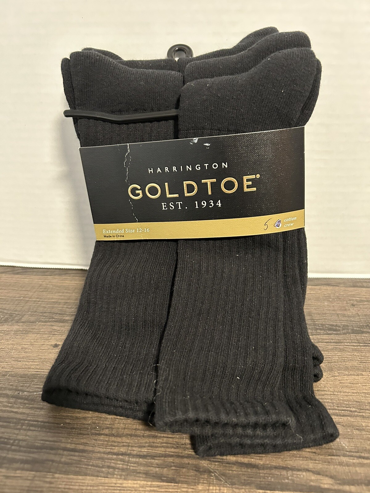 Gold Toe Men's Harrington Crew Socks 6 Pairs Black Shoe Size 1216 for