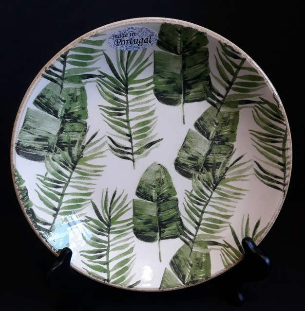 CMG HANDPAINTED & HANDMADE IN PORTUGAL LEAF 3 PIECE PASTA BOWL SET *NEW