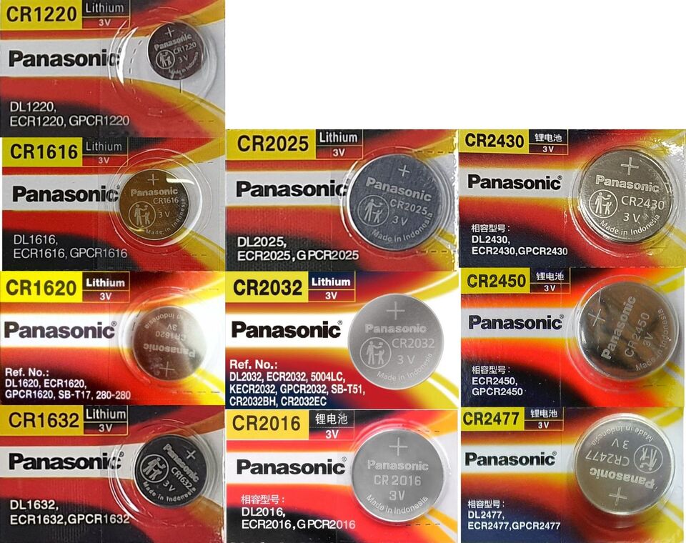 Panasonic CR1616 CR1620 CR1632 CR2016 CR2025 CR2032 2430 2450 2477 LI Battery 3V