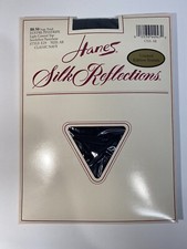 Vintage Hanes Silky Designs Lustre Pinstripe Classic Navy AB Pantyhose NOS