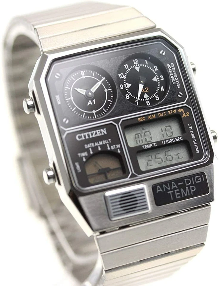 CITIZEN ANA-DIGI TEMP JG2101-78E Silver Analog Digital Vintage Men Watch NEW BOX - image 4 of 4