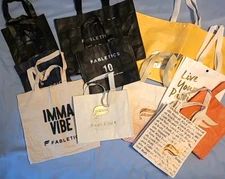 Lot of 13 Fabletics Reusable Shopping Bags Including Hard-to-Find and 1 Canvas