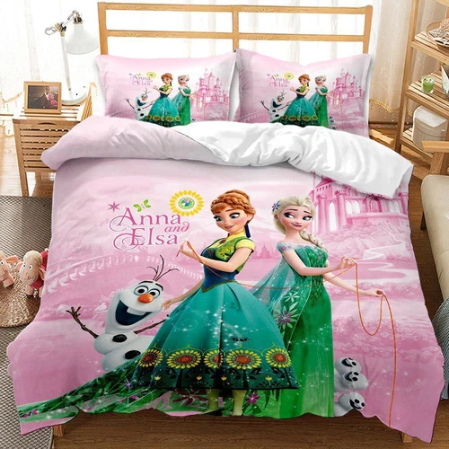Set lenzuola bambini bambina 3D Anna Elsa principessa set lenzuola copripiumino - Foto 5 di 12