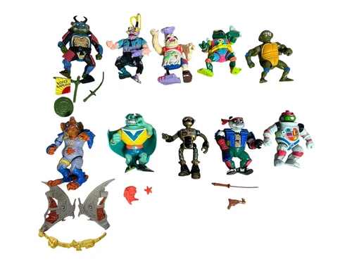 TMNT Teenage Mutant Ninja Turtles 1990 Lot Of 10 Figures & Parts Vintage