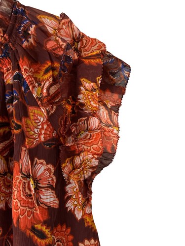 Old Navy Top Womens XL V Neck Short Ruffle Sleeves Floral Print Lined Chiffon - Picture 3 of 20