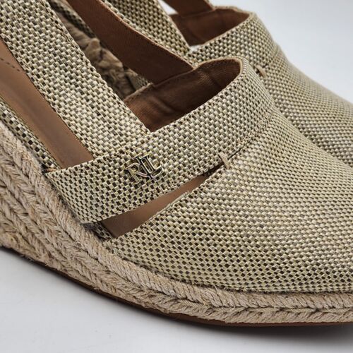 Ralph Lauren Penelope Espadrille Wedge Heels Slingback Sandal Gold Women's 8.5B - Picture 3 of 13