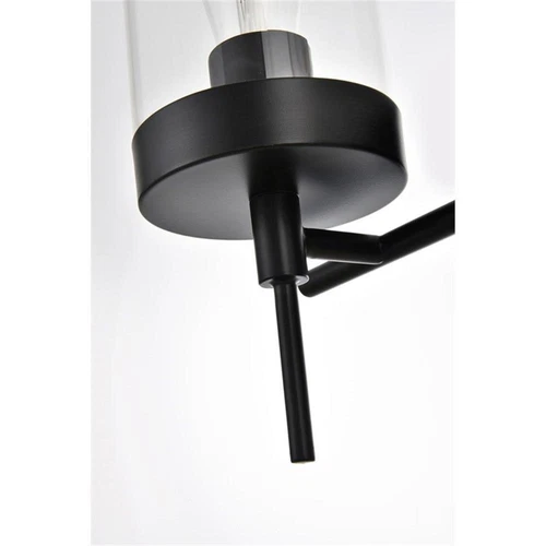 Living District Benny 3-Light Iron & Glass Bath Sconce in Black/Clear - Picture 5 of 6