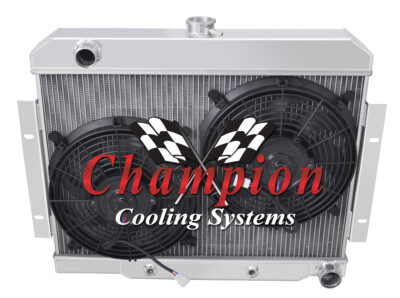 3 Row ER Champion Radiator,2 12'' Fans - 1970 - 1985 Jeep CJ Series Chevy Config