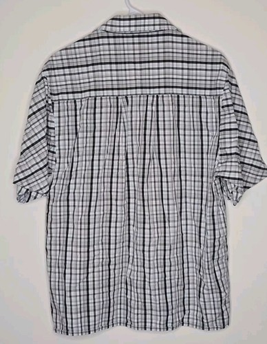 Southpole Plaid Button Up Shirt White Black Short Sleeve Chest Pocket Men's M - Picture 8 of 10