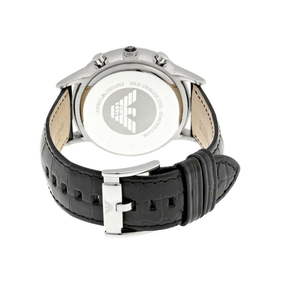 NEW EMPORIO ARMANI AR2447 RENATO MENS WATCH LEATHER BLACK STRAP