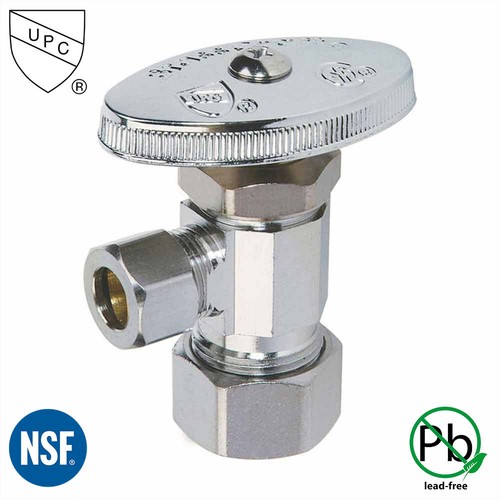 5/8 Inch Comp X 3/8 Inch Comp Multi Turn Brass Angle Stop Valve - 5/Pack - Picture 2 of 3
