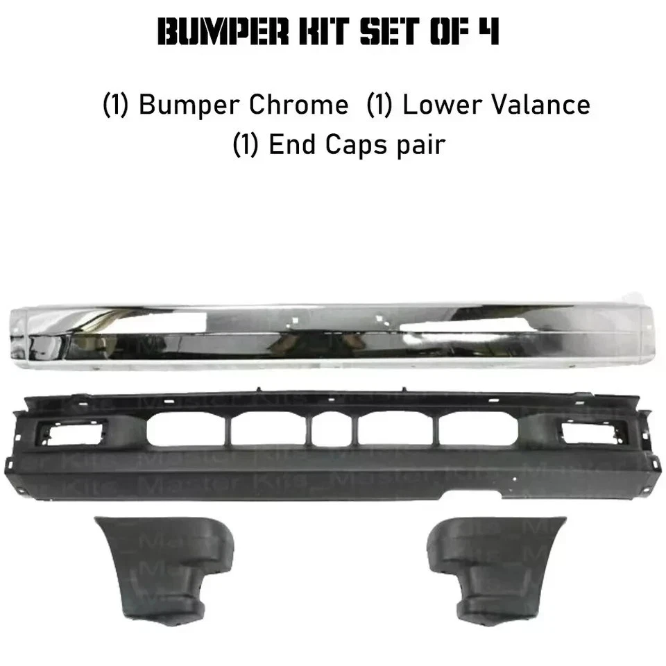 Front Bumper Chrome & Lower Valance Kit For 1990-1993 Mazda B2000 B2200 B2600 - Image 2 of 4