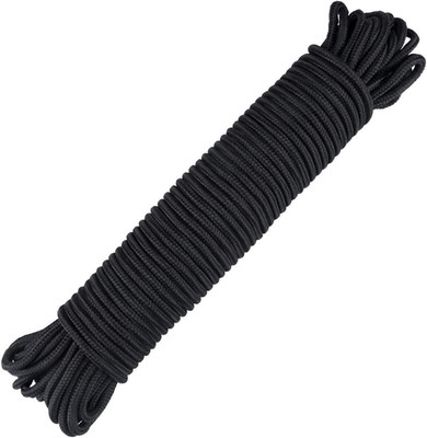 6MM Black Nylon Rope 30M - Heavy Duty Twisted Cord for Garden, Camping, Marine
