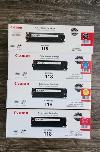 Set of 4 New Canon 118 Toner Cartridges CMYK Black Cyan Magenta Yellow - 第 1/5 張圖片
