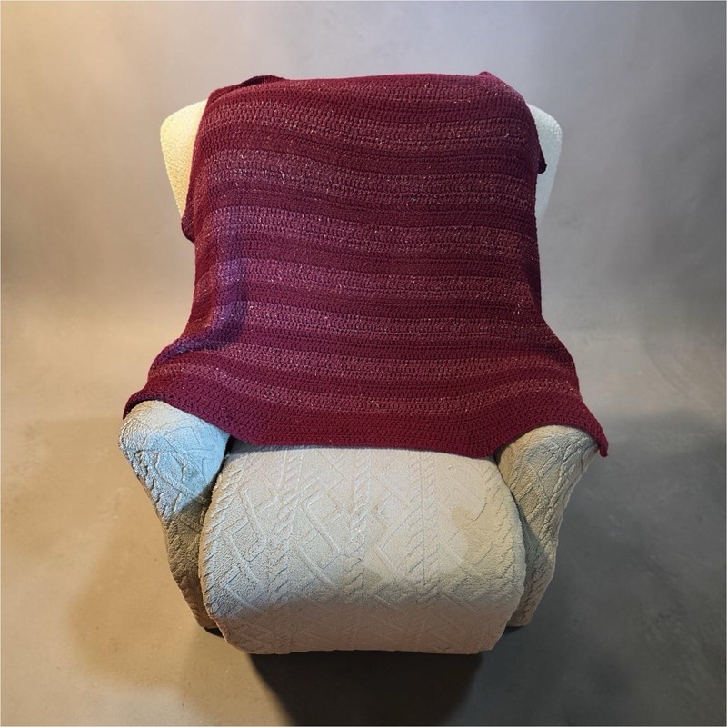 Burgundy Crocheted Afghan 45x 52 Rectangle