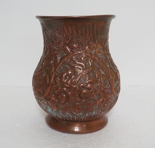 Vintage Hand Hammered Copper Vase Antique Arts & Crafts by A.B. T.M. Istanbul