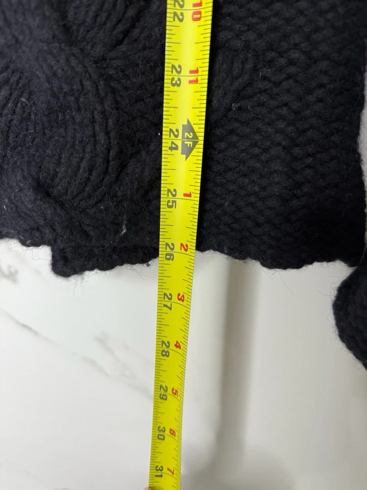 Suéter Charter Club Negro Grueso Tejido con Cable Lana de Cordero Angora Cuello Alto Talla M Foto 2 de 4