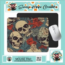 Mouse Pad Skull Graveyard Flower Roses Halloween Anti Slip Back Easy Clean