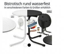 Bistrotisch Campingtisch rund Gartentisch Balkontisch schwarz wei&szlig; 60 70 80 cm