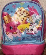 Shopkins Lunch Bag Pink Blue Zipper Kids Insulated  I Love Shopkins XOX 2013