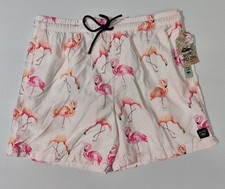 Spicy Tuna Men's Watercolor Flamingos Swim Trunks Size XL