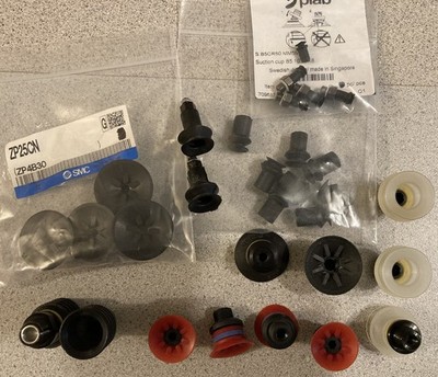 Lot of 20+ PIAB VACUUM CUPS & FITTINGS Mostly New (4 SMC PN's)