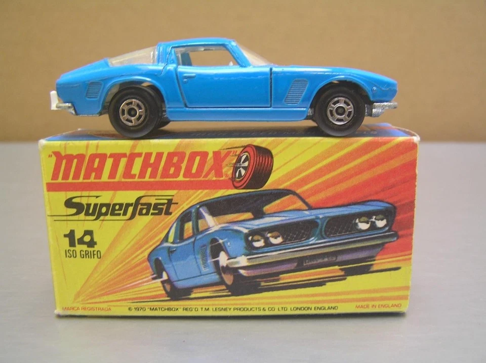 Matchbox Superfast MB14  ISO Grifo blue with thick wheels NM+ In Box NMIB+ - Image 4 of 4