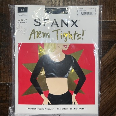 Spanx BLACK Arm Tights Layering Piece Womens MEDIUM Very Black Opaque 20155R