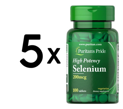 5 x Puritans Pride Selenium, 200mcg - 100 tablets (59,98 EUR/kg)