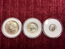🔥1964 Kennedy Half Dollar Quarter Dime 90% Silver Collector Set -Last Years