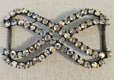 Vintage Aurora Borealis Rhinestone Metal Sparkling Belt Sash Buckle 3"