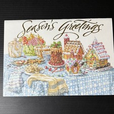 Vintage Cleo Christmas Card 80s 90s Gingerbread Houses Holiday Baking USA Made