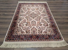 4x6 Karastan Rug Ivory Sarouk #760, Wool Vintage Original 700 Series