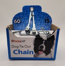 Boss Pet Durable 15ft Heavy-Duty Dog Tie Out Chain for Large Dogs Up To 60 LBS