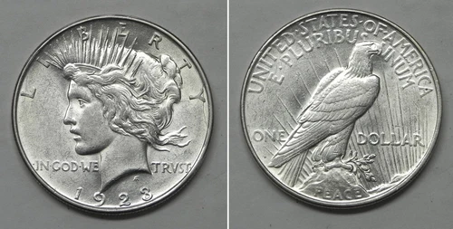 X6770  1923-D Peace Dollar, AU+++/BU