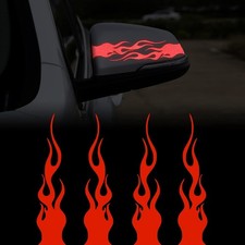 4 Pcs 5.9" Red Reflective Flame Decal Sticker for Car, Motorcycle, Color: Red