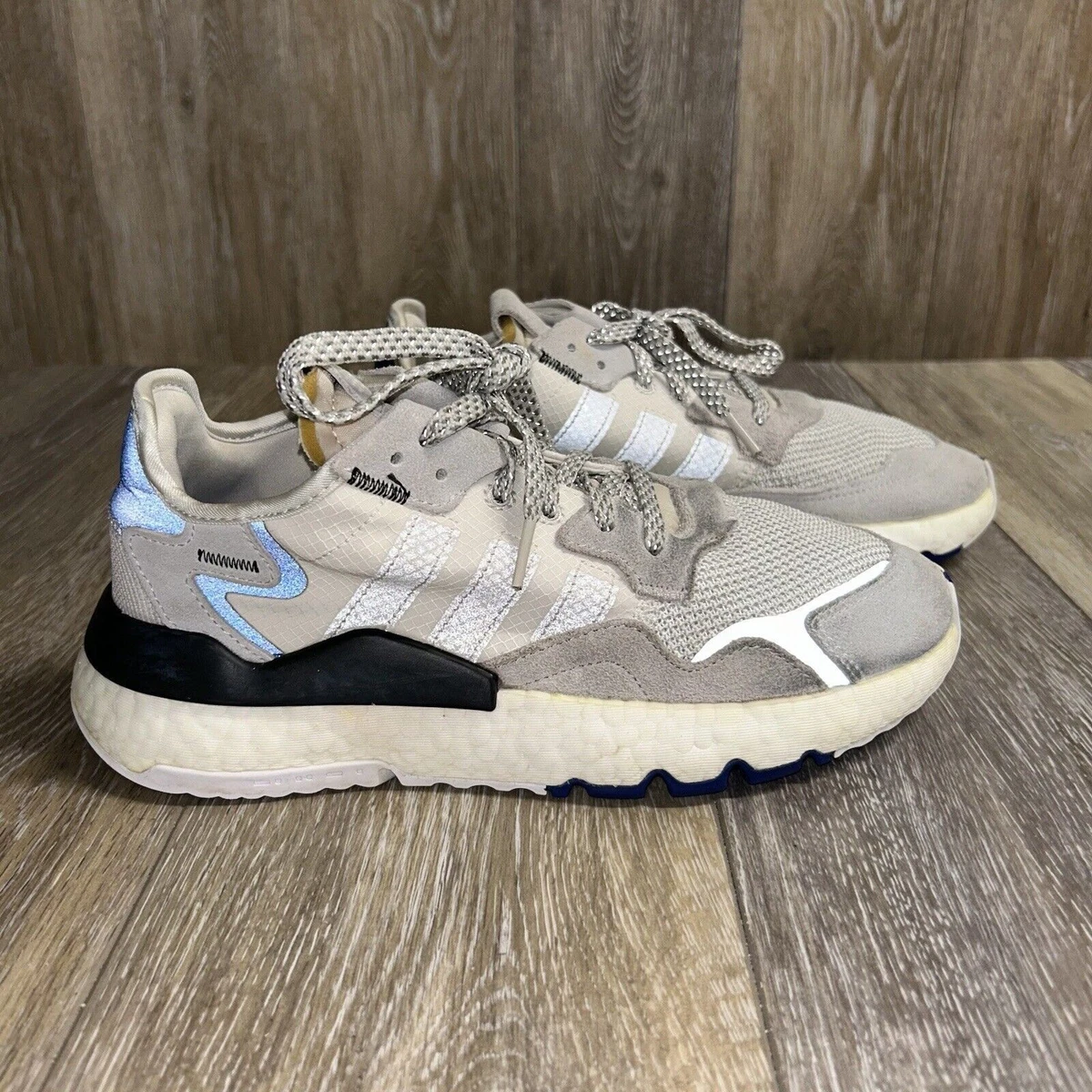 Adidas Nite Jogger in Raw White/Grey/Active Blue NWT adidas nite jogger size 14 mens off white/olive/reflective  main image 2
