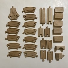 Thomas Wooden Railway Track Lot 28 Pc Curves Straights Switch Brio Compatible