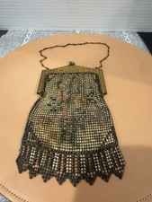 Antique 20s 30s Whiting  Davis Mesh Enamel Flapper Purse SEE PICS