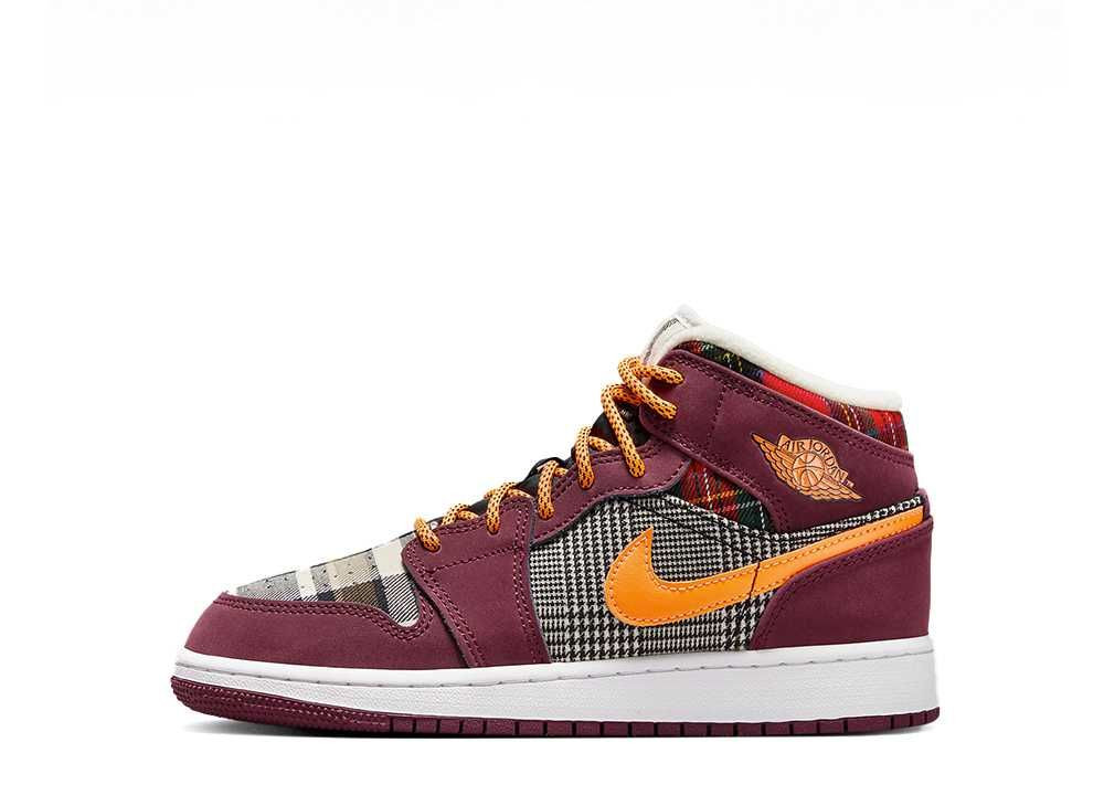 Nike GS Air Jordan 1 Mid SE Night Maroon Black White Orange FD5460 Brand New