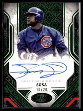 2025 Topps Tier One Prime Performers Green Sammy Sosa Auto /20 Chicago Cubs