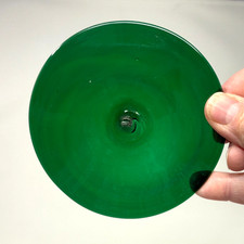 4" Hand Spun Glass Rondel for stained glass - Green