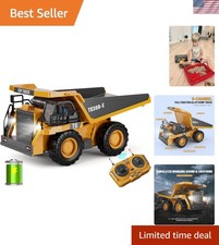 9-Channel RC Dump Truck Toy with Metal Bed  Lights - Perfect for Kids Ages 3-12